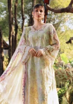 M.Prints Spring Summer Unstitched Lawn ’26-1B mint green embroidered printed lawn suit, front