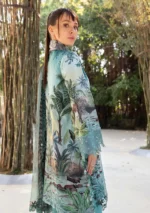 M.Prints Spring Summer Unstitched Lawn ’26-7A sea green embroidered lawn suit with chiffon dupatta, side look