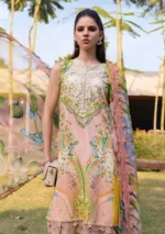 Maria.B M.Prints Spring Unstitched Summer Lawn ’26-8A lemon yellow embroidered lawn suit with chiffon dupatta, front