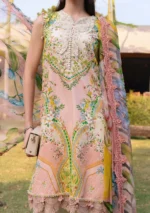 Maria.B M.Prints Spring Unstitched Summer Lawn ’26-8A lemon yellow embroidered lawn suit with chiffon dupatta, front shirt