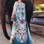 Maria B M.Prints Spring Summer Lawn ’26-12A off-white unstitched embroidered lawn suit with chiffon dupatta and plain dyed trouser