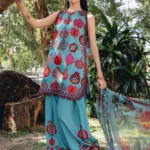 Maria B M.Prints Spring Summer Lawn ’26-3B sea green unstitched embroidered lawn suit with printed trouser and chiffon dupatta