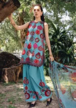 Maria B M.Prints Spring Summer Lawn ’26-3B sea green unstitched embroidered lawn suit with printed trouser and chiffon dupatta