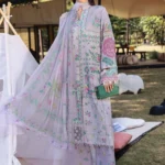Maria B M.Prints Spring Summer Lawn ’26-4A lilac unstitched embroidered lawn suit with printed cambric trouser and chiffon dupatta