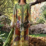 Maria B M.Prints Spring Summer Lawn 26 5B yellow embroidered printed lawn suit with chiffon dupatta