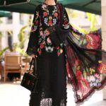 Maria B Unstitched Luxury Embroidered Lawn-10b black jacquard 3 piece lawn suit with silk dupatta UK