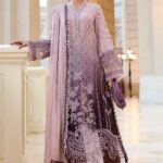 Maria B Unstitched Luxury Embroidered Lawn-1b coffee grey 3 piece lawn suit with silk dupatta UK