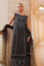 Maria B Unstitched Luxury Embroidered Lawn-2b black 3 piece lawn suit with chiffon dupatta UK