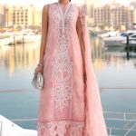 Maria B Unstitched Luxury Embroidered Lawn-4b pink off white organza embroidered 3 piece suit UK