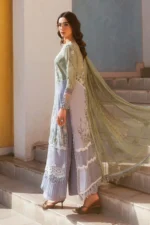 Maria B Unstitched Luxury Lawn-6b Maria B Unstitched Luxury Lawn-6b – Pistachio Green & Lilac Eid ’26 3-piece suit with 3D floral embroidery and net dupatta UK