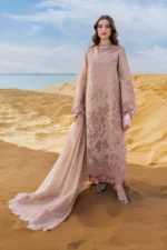 Rang Rasiya Embroidered Lawn Suit 2026 | ELAHEH - Unstitched lawn suit with organza neckline, patti embroidery, and textured dupatta