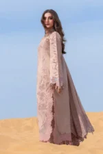 Rang Rasiya Embroidered Lawn Suit 2026 | ELAHEH - Unstitched lawn suit with organza neckline, patti embroidery, and textured dupatta, side look