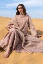 Rang Rasiya Embroidered Lawn Suit 2026 | ELAHEH - Unstitched lawn suit with organza neckline, patti embroidery, and textured dupatta, detailed closeup