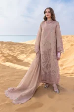 Rang Rasiya Embroidered Lawn Suit 2026 | ELAHEH - Unstitched lawn suit with organza neckline, patti embroidery, and textured dupatta, front look