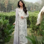 Sardinia - Tales of Petals - Luxury Lawn Suit - Cloud Whisper - Unstitched 3 Piece with Chikankari Embroidery & Gradient Net Dupatta