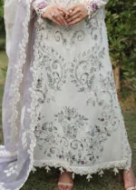 Sardinia - Tales of Petals - Luxury Lawn Suit - Cloud Whisper - Unstitched 3 Piece with Chikankari Embroidery & Gradient Net Dupatta, shirt closeup