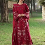 Sardinia - Tales of Petals - Luxury Lawn Suit - FLORAL FUCHSIA with chikankari embroidered lawn, hand-worked organza neckline and woven net dupatta