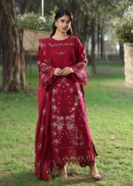 Sardinia - Tales of Petals - Luxury Lawn Suit - FLORAL FUCHSIA with chikankari embroidered lawn, hand-worked organza neckline and woven net dupatta