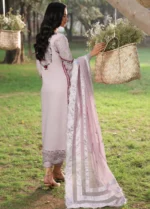 Sardinia - Tales of Petals - Luxury Lawn Suit - Lavender Haze - 3 Piece Unstitched Suit with Chikankari Embroidery & Net Dupatta | Zee Collections, back