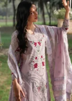 Sardinia - Tales of Petals - Luxury Lawn Suit - Lavender Haze - 3 Piece Unstitched Suit with Chikankari Embroidery & Net Dupatta | Zee Collections, shirt closeup