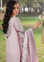 Sardinia - Tales of Petals - Luxury Lawn Suit - Lavender Haze - 3 Piece Unstitched Suit with Chikankari Embroidery & Net Dupatta | Zee Collections, back and side style