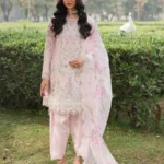 Sardinia - Tales of Petals - Luxury Lawn Suit - Pink Breeze - 3 Piece Unstitched Suit with Chikankari Embroidery & Bordered Net Dupatta