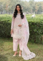 Sardinia - Tales of Petals - Luxury Lawn Suit - Pink Breeze - 3 Piece Unstitched Suit with Chikankari Embroidery & Bordered Net Dupatta