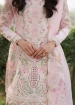 Sardinia - Tales of Petals - Luxury Lawn Suit - Pink Breeze - 3 Piece Unstitched Suit with Chikankari Embroidery & Bordered Net Dupatta, front shirt
