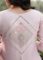 Sardinia - Tales of Petals - Luxury Lawn Suit - Pink Breeze - 3 Piece Unstitched Suit with Chikankari Embroidery & Bordered Net Dupatta, back design