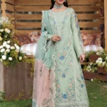 Sardinia - Tales of Petals - Luxury Lawn Suit - Summer Sage - Unstitched 3 Piece with Chikankari Embroidery & Organza Neck Patch | Zee Collections