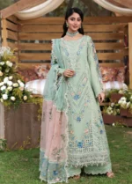 Sardinia - Tales of Petals - Luxury Lawn Suit - Summer Sage - Unstitched 3 Piece with Chikankari Embroidery & Organza Neck Patch | Zee Collections