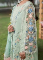 Sardinia - Tales of Petals - Luxury Lawn Suit - Summer Sage - Unstitched 3 Piece with Chikankari Embroidery & Organza Neck Patch | Zee Collections, sleeves design