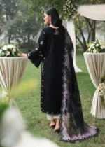 Sardinia - Tales of Petals - Luxury Lawn Suit - OCEAN WAVES with chikankari embroidered lawn panels, hand-worked organza neckline and woven net dupatta, back of shirt