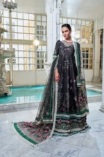 Sobia Nazir Unstitched Lawn Eid Edition-10a printed Anarkali with embroidered daman, cotton trouser & net dupatta UK