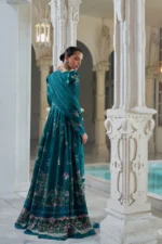 Sobia Nazir Unstitched Lawn Eid Edition-10b printed Anarkali with embroidered daman, cotton trouser & net dupatta UK, back