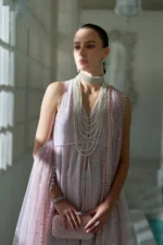 Sobia Nazir Unstitched Lawn Eid Edition-1b embroidered lawn suit with net dupatta for Eid in UK, shirt close look