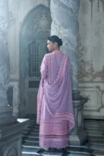 Sobia Nazir Unstitched Lawn Eid Edition-2a embroidered lawn suit with mirror work & chiffon dupatta UK, back look