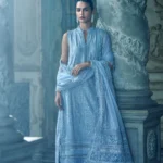 Sobia Nazir Unstitched Lawn Eid Edition-2b embroidered lawn suit with mirror work & chiffon dupatta UK