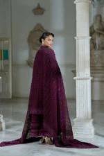 Sobia Nazir Unstitched Lawn Eid Edition-3b embroidered lawn suit with net dupatta & cotton trouser UK, back with dupatta