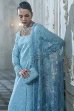 Sobia Nazir Unstitched Lawn Eid Edition-4a embroidered lawn suit with net dupatta & cotton trouser UK, close look
