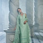 Sobia Nazir Unstitched Lawn Eid Edition-4b embroidered lawn suit with net dupatta & cotton trouser UK, front