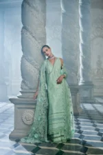 Sobia Nazir Unstitched Lawn Eid Edition-4b embroidered lawn suit with net dupatta & cotton trouser UK, front