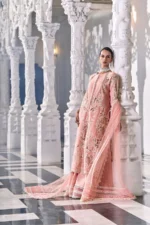 Sobia Nazir Unstitched Lawn Eid Edition-5b laser-embroidered lawn suit with net dupatta & cotton trouser UK, side look
