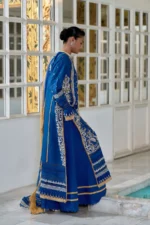 Sobia Nazir Unstitched Lawn Eid Edition-8a embroidered lawn suit with cotton trouser & chiffon dupatta UK, side look