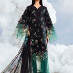 M/Basics 3 Pc Unstitched Embroidered Lawn Suit-MB-26-1B Maria B blue summer lawn suit with chiffon dupatta cambric trouser UK, full suit look