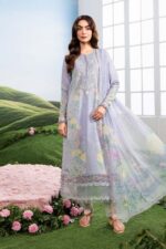 MBasics 3 Pc Unstitched Embroidered Lawn Suit-MB-26-11B purple Maria B lawn suit 2026 chiffon dupatta embroidered neck patch Pakistani summer dress UK, full front look