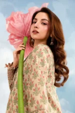 MBasics 3 Pc Unstitched Embroidered Lawn Suit-MB-26-12A beige Maria B lawn suit 2026 chiffon dupatta embroidered patti Pakistani summer dress UK, side look