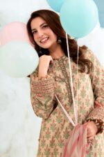 MBasics 3 Pc Unstitched Embroidered Lawn Suit-MB-26-12A beige Maria B lawn suit 2026 chiffon dupatta embroidered patti Pakistani summer dress UK, shirt neck design