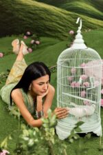 MBasics 3 Pc Unstitched Embroidered Lawn Suit-MB-26-12B green Maria B lawn suit 2026 chiffon dupatta embroidered patti Pakistani summer dress UK