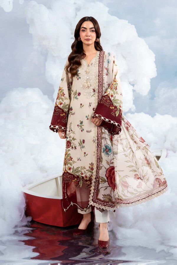 M/Basics 3 Pc Unstitched Embroidered Lawn Suit-MB-26-1A by Maria B in Skin colour – Spring Summer 2026 Lawn Collection